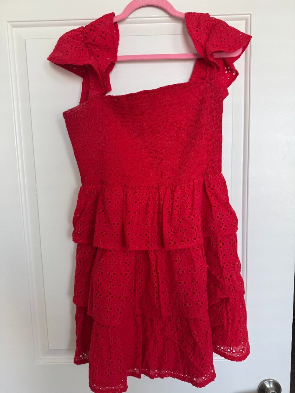 Altar’d State Red Eyelet Ruffle Mini Dress Women’s XL